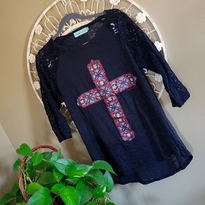 Southern Grace Embellished Jersey Sleeved Top